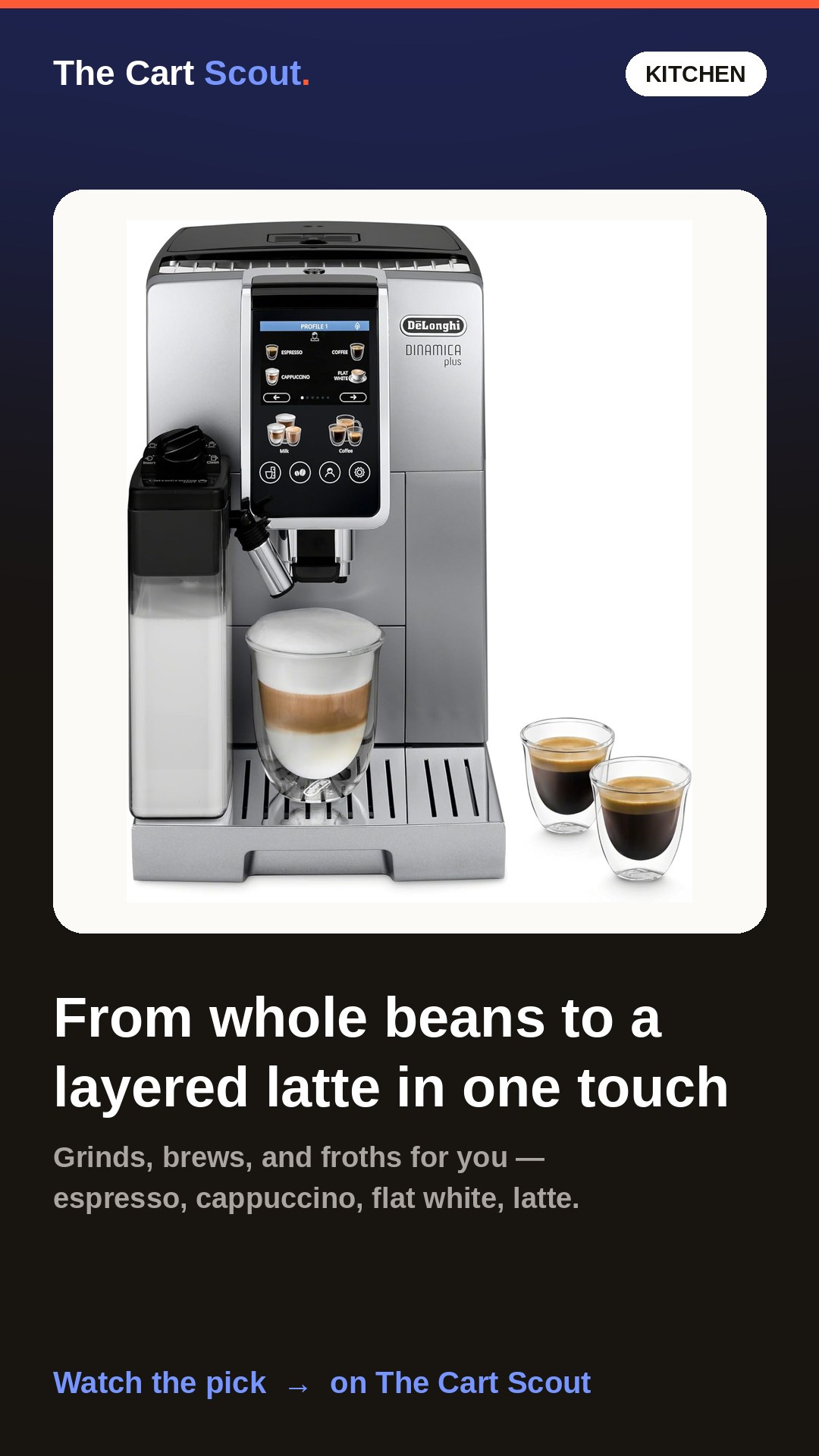 De'Longhi Dinamica Plus Fully Automatic Espresso Machine