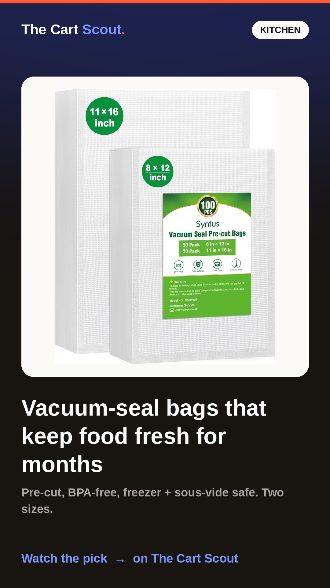 Syntus Vacuum Seal Pre-Cut Bags (100 Pack)